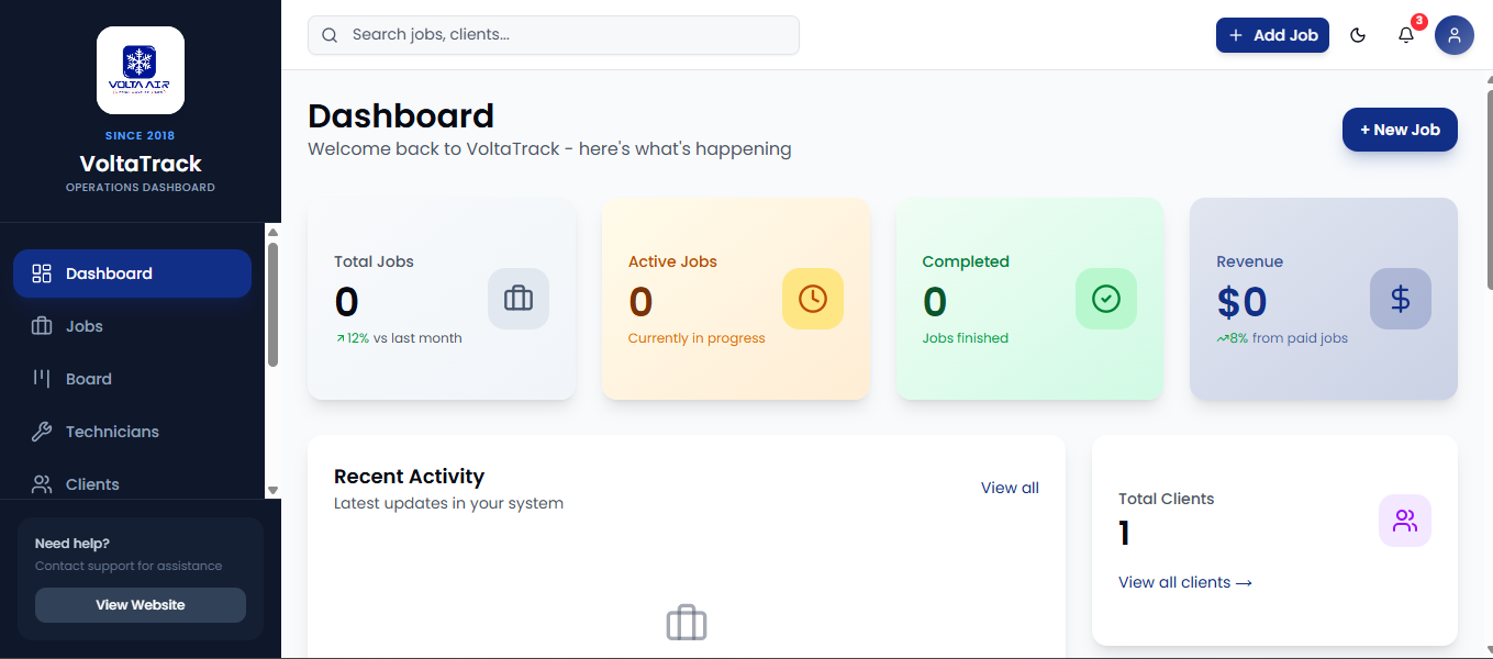 VoltaTrack Dashboard project screenshot